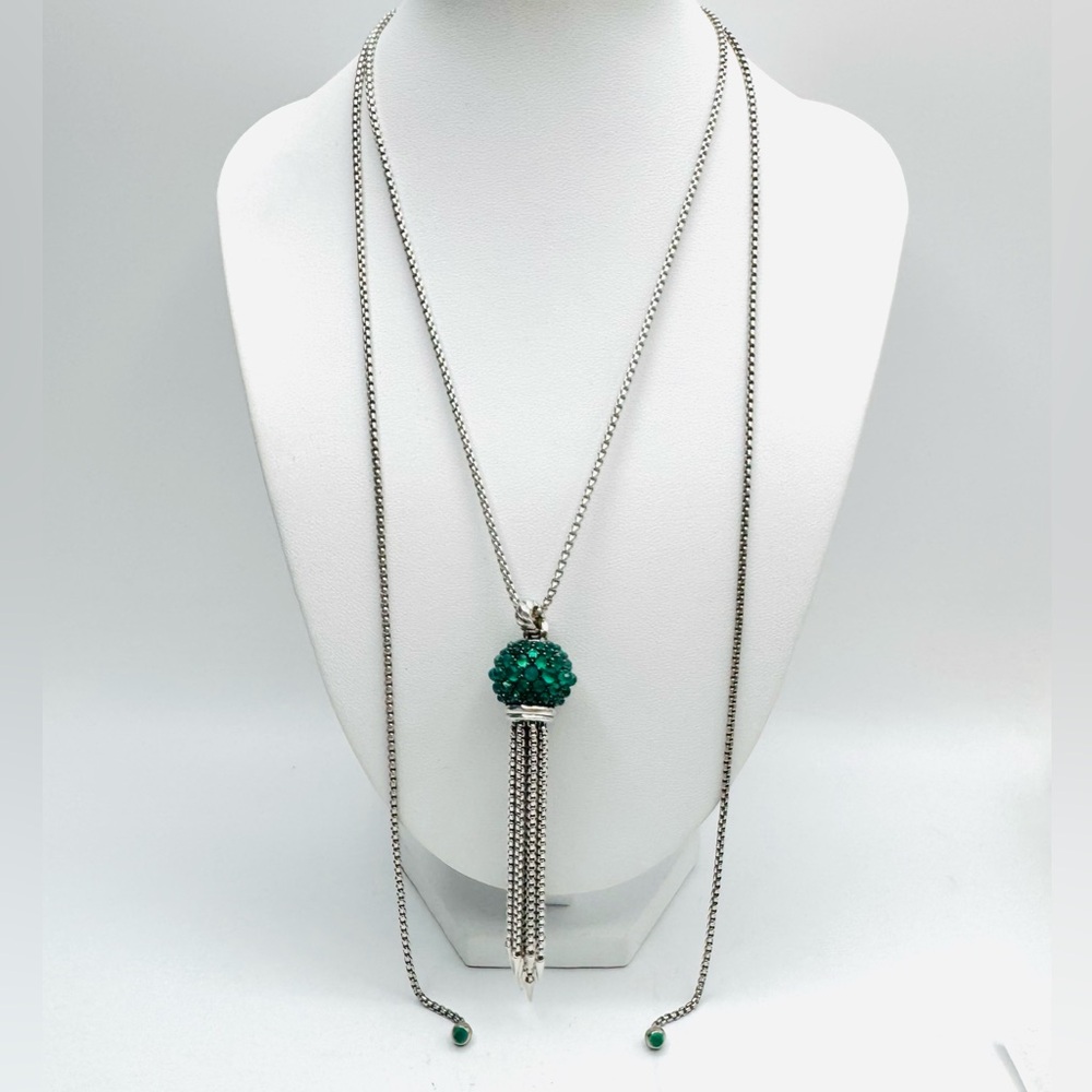 David Yurman Osetra Cable Berries Tassel
Pendant Necklace With Green Onyx
